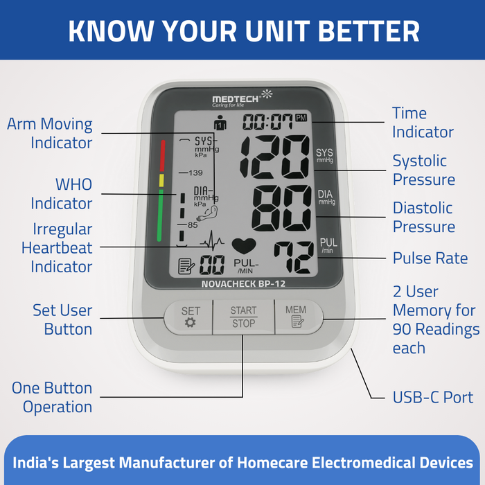 Medtech Automatic Digital BP Machine Blood Pressure Monitor BP12