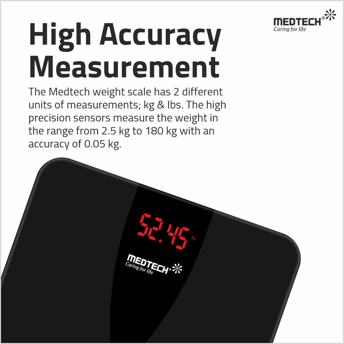 MEDTECH WS05 Thin Automatic Personal Digital Weight Scale With 4 Sensor Technology (5 mm Glass)