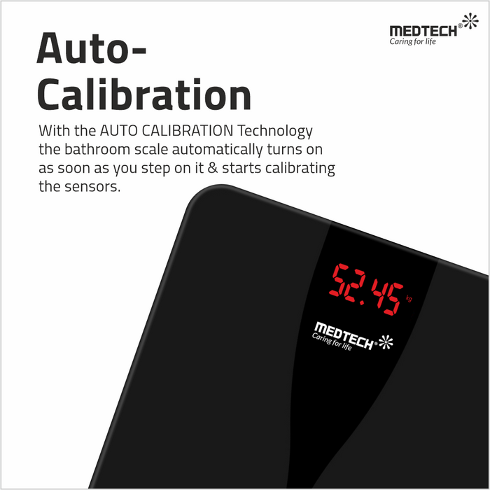 MEDTECH WS05 Thin Automatic Personal Digital Weight Scale With 4 Sensor Technology (5 mm Glass)