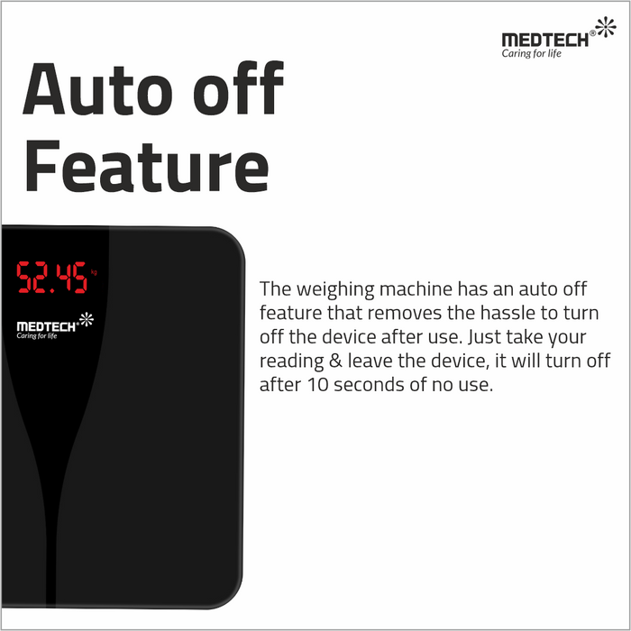 MEDTECH WS05 Thin Automatic Personal Digital Weight Scale With 4 Sensor Technology (5 mm Glass)