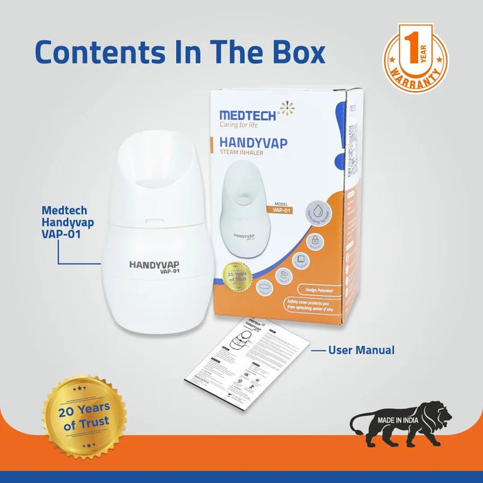 Medtech Steamer Handyvap 01 & TMP05 Digital Thermometer COMBO - Content in the box