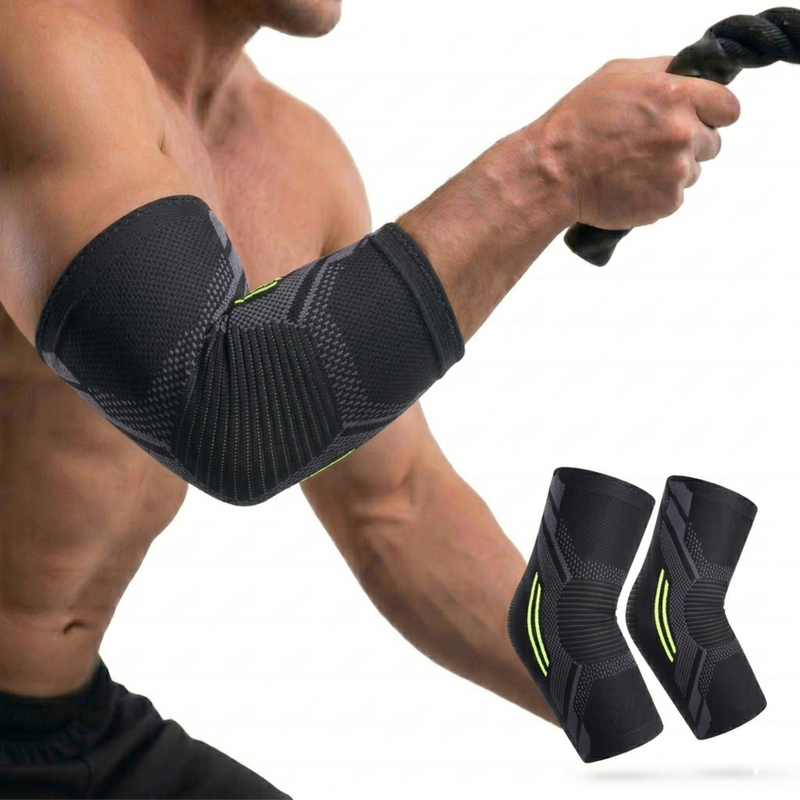 Novalife Sports Elbow Support Brace | Compression Sleeve for Tennis Elbow (Pack of 2)  | Black