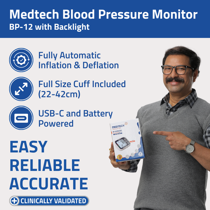 Medtech Automatic Digital BP Machine Blood Pressure Monitor BP12 (with backlight)