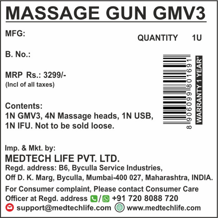 Medtech Massage Gun Massager GMV3