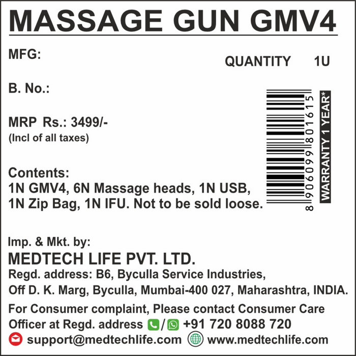 Medtech Massage Gun Massager GMV4