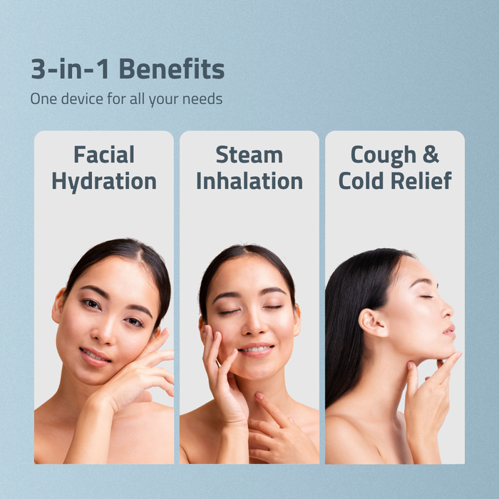 MEDTECH® Aquamist® 3 In 1 Face Steamer | World's 1st Steamer with Anti-Spill and Anti-Topple Technology (Arctic Grey)