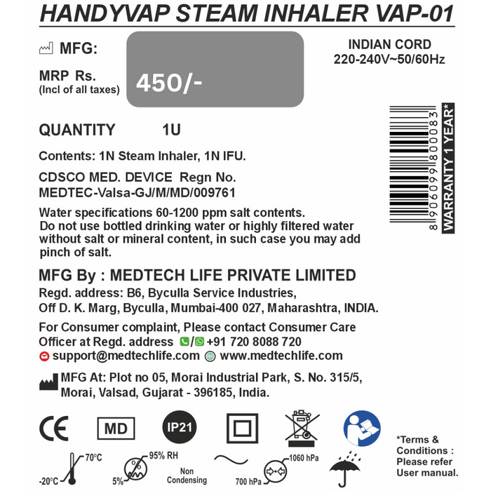 Medtech Steamer Machine Handyvap VAP-01
