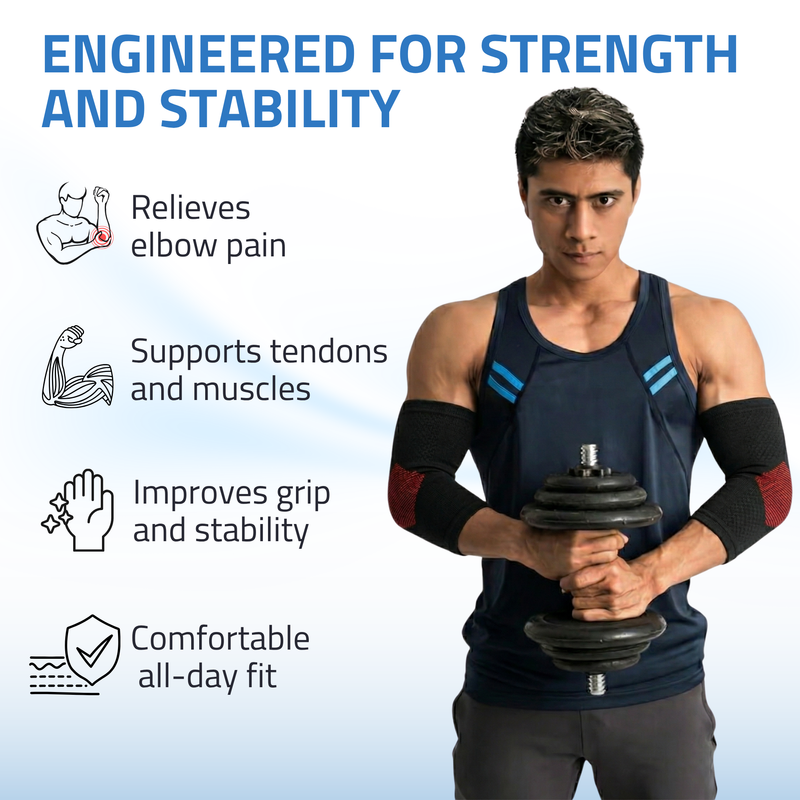 Novalife Premium Elbow Support Brace | Compression Sleeve for Tennis Elbow (Pack of 2)