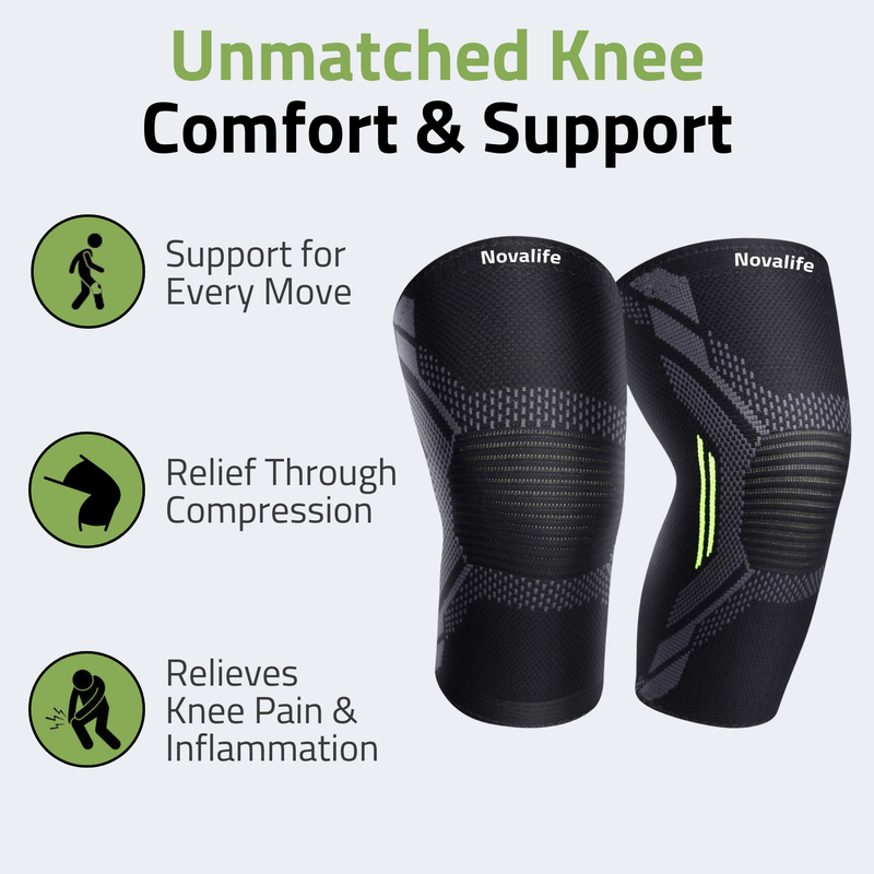 Novalife Sports Knee Cap Pair for Men & Women | Knee Support for Pain Relief (Black)