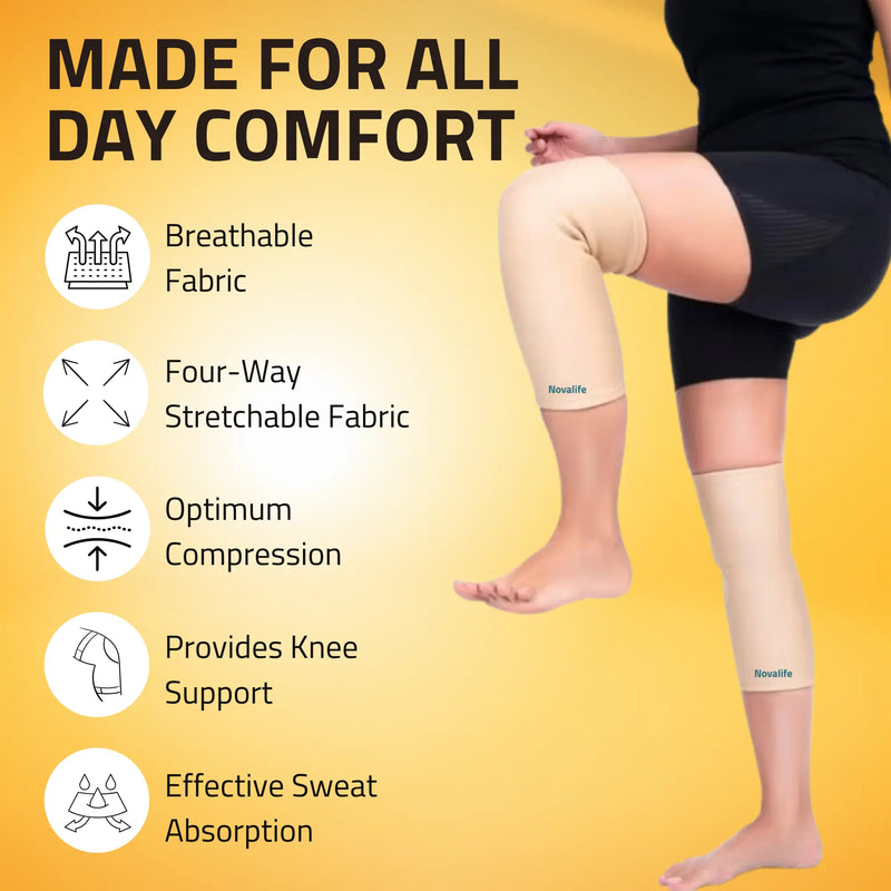 Novalife Premium Knee Cap for Men & Women Knee Support for Pain Relief Knee Support (Beige)