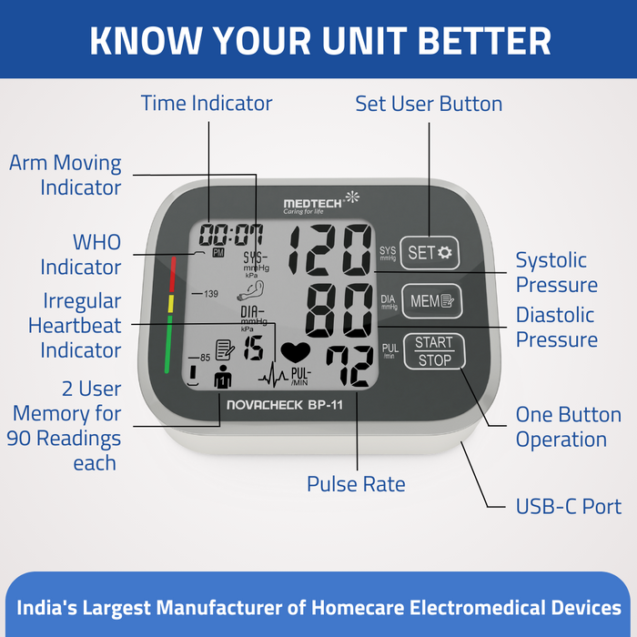 Medtech Automatic Digital BP Machine Blood Pressure Monitor BP11
