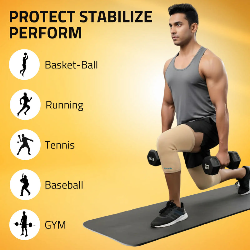 Novalife Premium Knee Cap for Men & Women Knee Support for Pain Relief Knee Support (Beige)