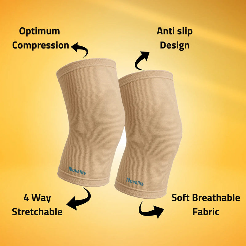 Novalife Premium Knee Cap for Men & Women Knee Support for Pain Relief Knee Support (Beige)