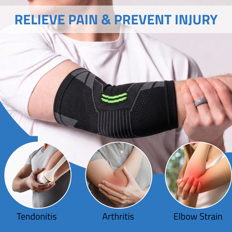 Novalife Sports Elbow Support Brace | Compression Sleeve for Tennis Elbow (Pack of 2)  | Black