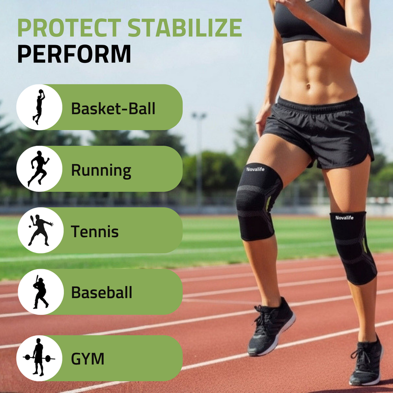 Novalife Sports Knee Cap Pair for Men & Women | Knee Support for Pain Relief (Black)