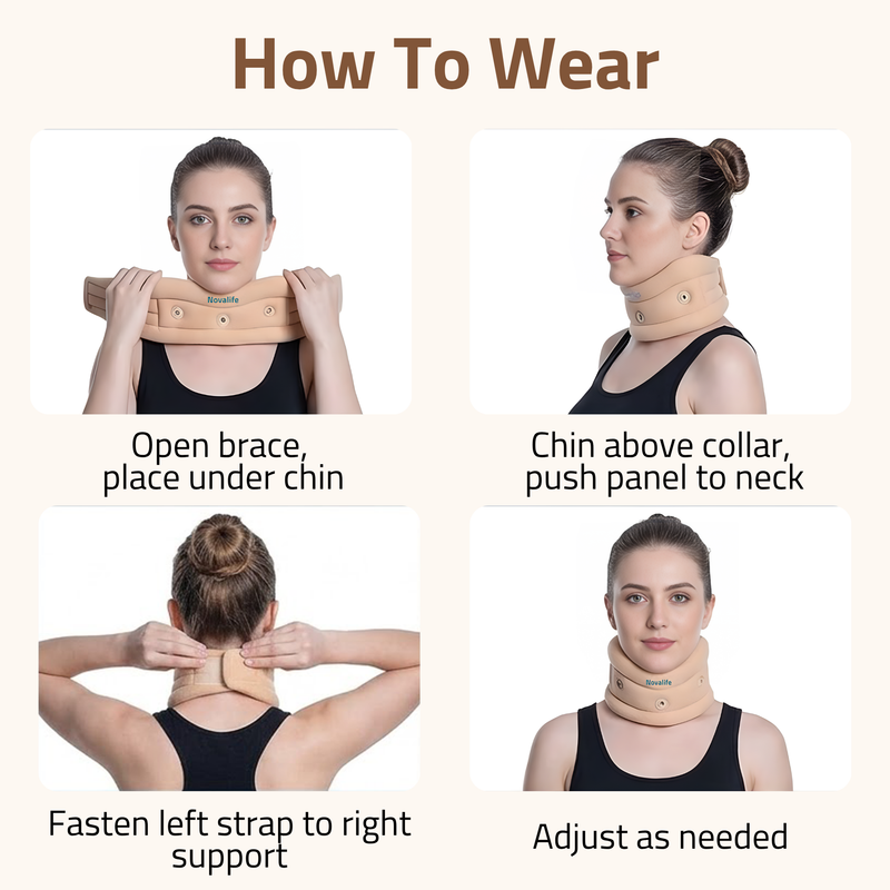 Novalife Eyelets Cervical Collar Neck Support for Pain Relief & Stability, Men & Women Neck Support (Beige)