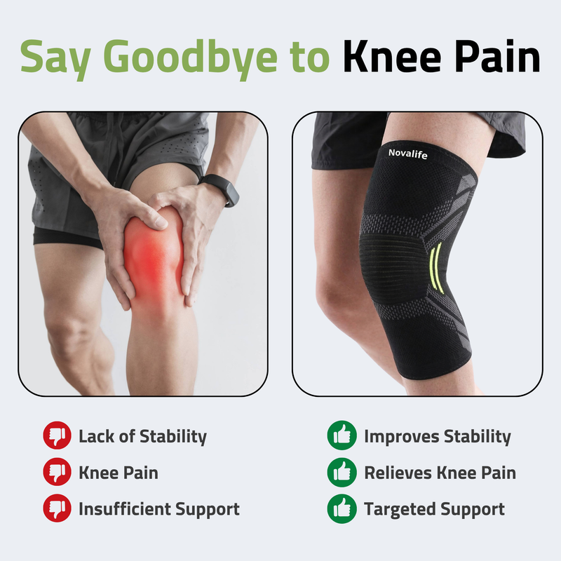 Novalife Sports Knee Cap Pair for Men & Women | Knee Support for Pain Relief (Black)