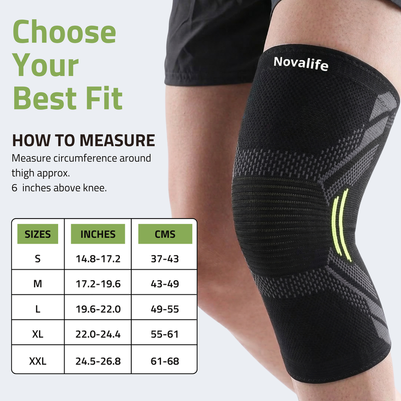 Novalife Sports Knee Cap Pair for Men & Women | Knee Support for Pain Relief (Black)