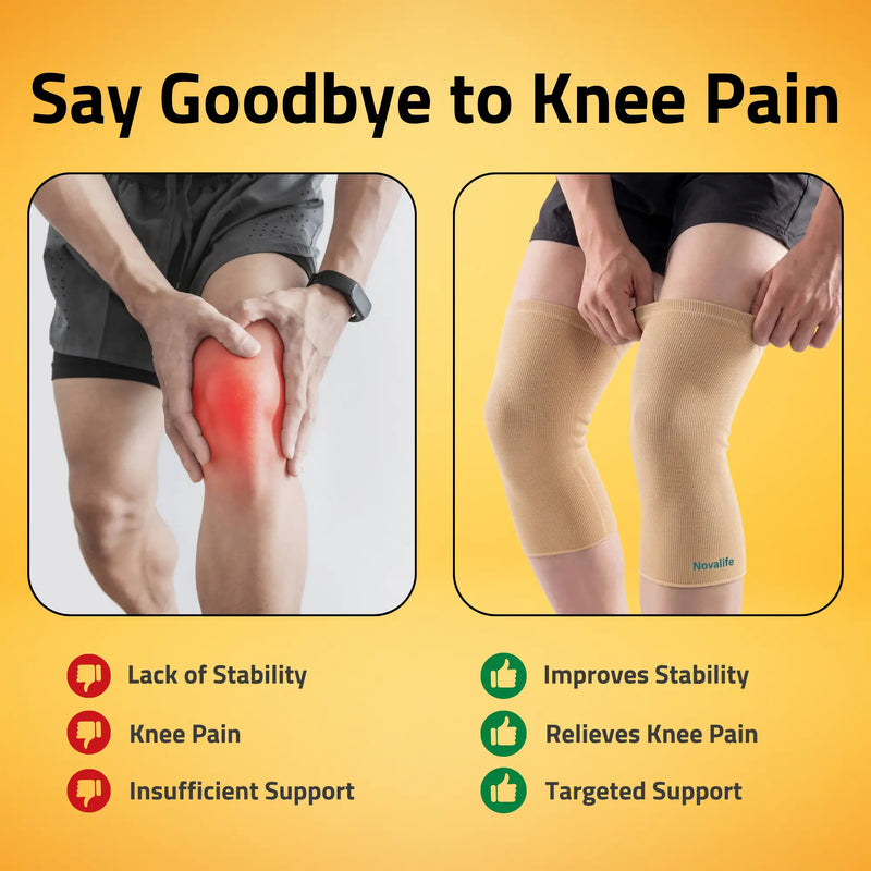 Novalife Premium Knee Cap for Men & Women Knee Support for Pain Relief Knee Support (Beige)