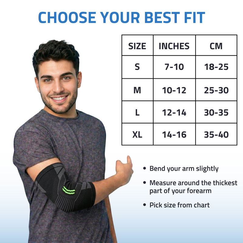 Novalife Sports Elbow Support Brace | Compression Sleeve for Tennis Elbow (Pack of 2)  | Black