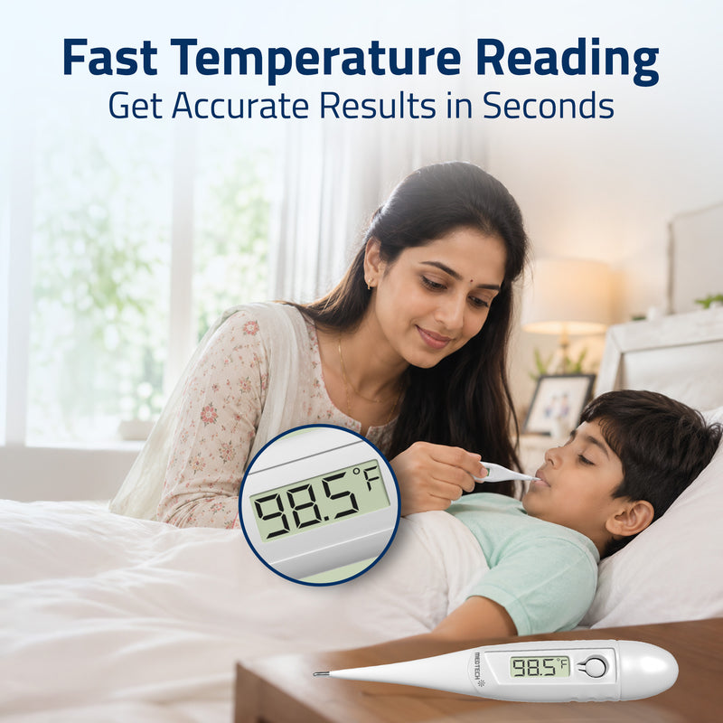 Medtech TMP-02 FLEXI One Touch Operations, Water Resistant, Fast Reading, Flexible Tip, Digital Thermometer (White)