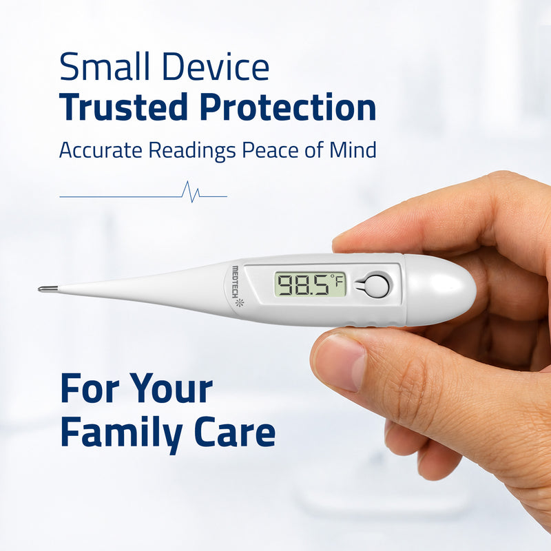 Medtech TMP-02 FLEXI One Touch Operations, Water Resistant, Fast Reading, Flexible Tip, Digital Thermometer (White)