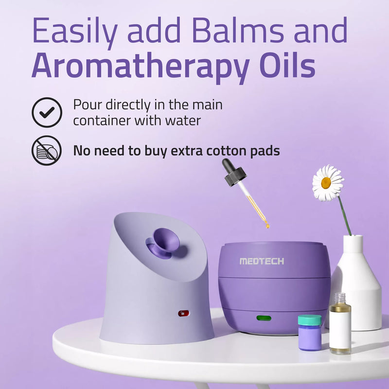 MEDTECH Aquamist 3 In 1 Facial Steamer | Balms and Oils Compatible | Lavender Glow
