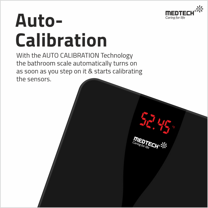 MEDTECH WS05 Thin Automatic Personal Digital Weight Scale With 4 Sensor Technology (5 mm Glass)