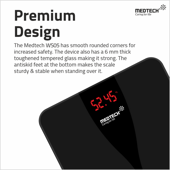MEDTECH WS05 Thin Automatic Personal Digital Weight Scale With 4 Sensor Technology