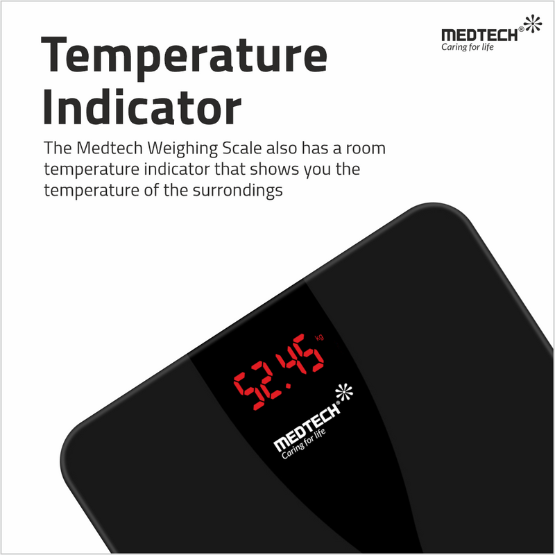 MEDTECH WS05 Thin Automatic Personal Digital Weight Scale With 4 Sensor Technology (5 mm Glass)